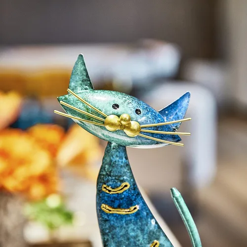 Miniatura 7 de Aayla Estatuas de gato – Juego de 3 pequeñas figuras azules de gatos acuáticos, adorable regalo para los amantes de los gatos, decoración