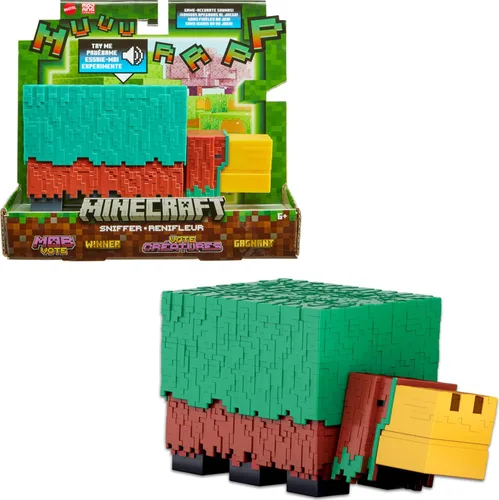 Mattel Minecraft - Figura de acción de Sniffer con sonidos precisos para el juego, juguete coleccionable a escala de 3.25 pulgadas, diseño pixelado