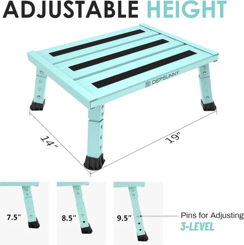 Miniatura 2 de Escalón de RV de Aluminio de Altura Ajustable, Escalón de Plataforma Plegable Estable, Soporta Hasta 1,000 libras, Pies de Goma Antideslizantes