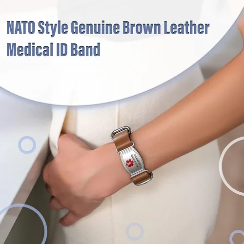 Miniatura 6 de Divoti Pulseras de cuero de grano superior NATO para identificación médica estilo no conocido