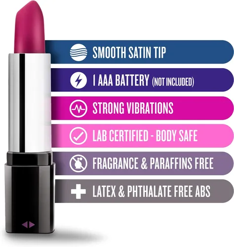 Miniatura 2 de Blush Rose - Vibrador de lápiz labial - Discreto mini masajeador personal vibrador - Punta suave de satén - Silencioso tamaño de bolsillo de 4