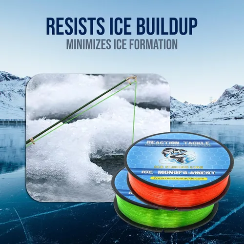 Miniatura 3 de Reaction Tackle Línea de pesca de monofilamento de hielo, línea de pesca en hielo de alto rendimiento con baja memoria, alta resistencia a
