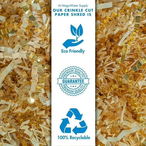 Miniatura 6 de MagicWater - Papel de corte arrugado para cestas de regalo, 2 libras, vainilla y oro, perfecto para relleno de papel triturado, relleno de cestas