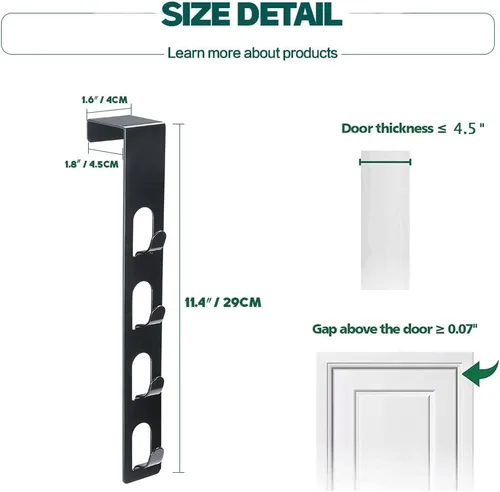 Miniatura 6 de JAMEND CLXP Perchero de 4 Capas de Metal para Sombreros, 1 Pieza, Gancho Vertical Fuerte en Blanco, Perchero sobre Puerta para Colgar Bolsas