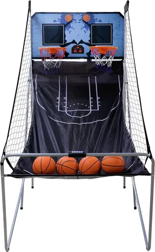 Nova Microdermabrasion Juego de arcade de baloncesto plegable para interior, tiro doble, 2 jugadores con 4 bolas, marcador electrónico y bomba de