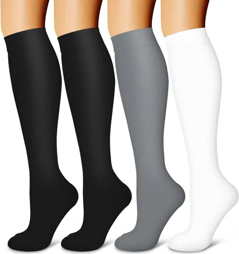 Miniatura 32 de Laite Hebe 4 pares de calcetines de compresión para mujeres y hombres, el mejor apoyo para enfermeras, correr, atletismo