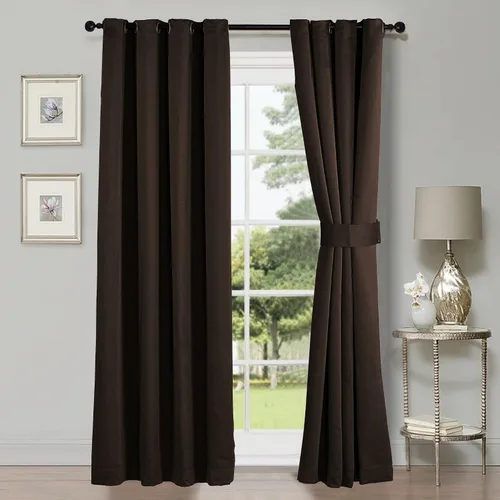HESTIN Juego de cortinas opacas de 4 piezas (incluye 2 paneles y 2 alzapaños), cortinas opacas con aislamiento térmico sólido con ojales para