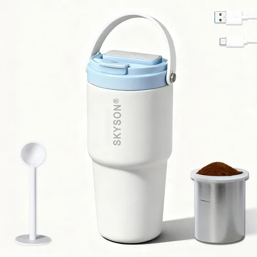 Miniatura 15 de Taza de café portátil para viajes, mini máquina de café expreso, taza térmica de 20 onzas con tapa, filtro eléctrico de extracción rápida, vaso