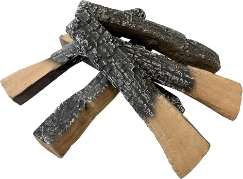 Miniatura 8 de MrGas - Juego de 10 troncos de chimenea falsos de tamaño pequeño con conos de pino, insertos de gas para chimenea de madera de cerámica, troncos