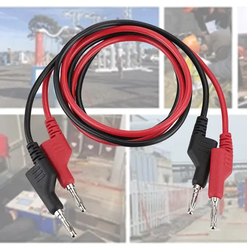Miniatura 5 de Sumnacon 2 cables de prueba de enchufe de plátano a plátano, cables de prueba apilables de 0.157 in, cables de clip de multímetro para pruebas