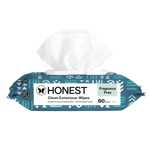 The Honest Company - Toallitas limpiadoras para bebé con 99% de agua, respetuosas con el medioambiente, a base de plantas, hipoalergénicas, con