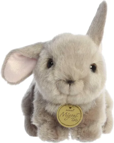 Miniatura 2 de Aurora® Adorable Miyoni® Tots Juguetón Conejito de peluche – Detalle realista – Apreciado compañerismo – Gris 8 pulgadas