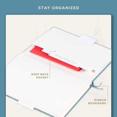 Miniatura 5 de BEECHMORE BOOKS Cuaderno rayado, 5.8 x 8.3 pulgadas, páginas rayadas A5, 160 páginas, diarios de cuero de tapa dura para mujeres, hombres, escritura