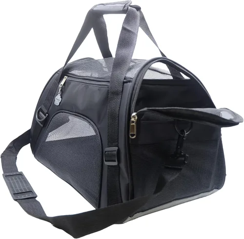 ZaneSun Transportador para gatos, transportador de viaje para mascotas de lados suaves para gatos, perros y cachorros, bolsa cómoda portátil Negro