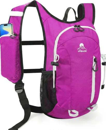 Miniatura 18 de VPBAGE Mochila de senderismo pequeña con soporte frontal para teléfono, mochila plegable con correa de pecho y cintura, Naranja-, Pequeño, Mochilas