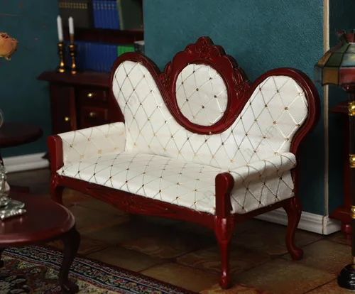 Miniatura 3 de iLAND Juego de muebles de casa de muñecas victoriana, muebles y accesorios para casa de muñecas, mini sofá de casa en miniatura con accesorios a