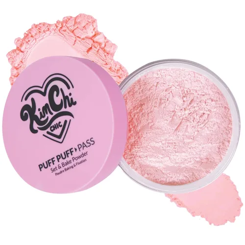 Kimchi Chic Set de esponjas Beauty Puff Puff Pass y Polvo fijador para maquillaje, polvo suelto extra esponjoso para el rostro, maquillaje facial