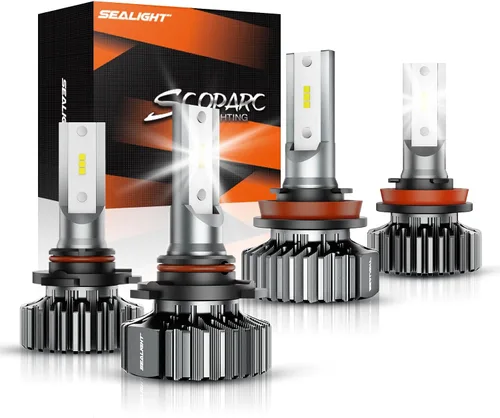 Miniatura 8 de SEALIGHT Bombilla antiniebla 9005, paquete combinado, blanco superbrillante de 6500 K, instalación Plug and Play, diseño sin ventilador, luces