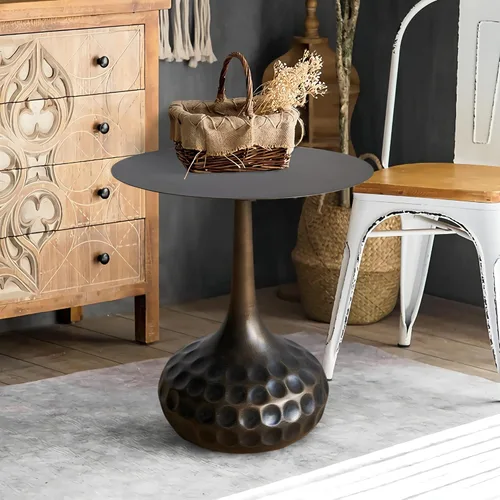 Miniatura 3 de Mesa auxiliar, mesa de centro moderna, mesa decorativa de hierro con pedestal de metal para sala de estar, dormitorio, balcón, oficina