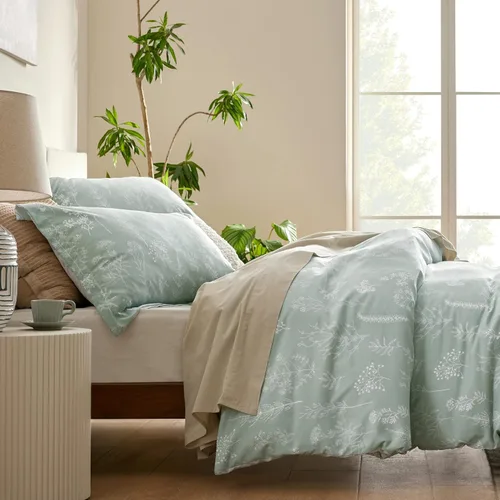 Miniatura 5 de Bedsure - Funda de edredón tamaño King, reversible floral verde, cierre de cremallera, 3 piezas, 1 funda de edredón 104 x 90 pulgadas, 8 lazos en 00