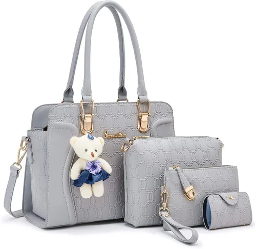 Miniatura 92 de Bolsos de mano de moda para mujer, bolsa de hombro, asa superior, bolsa de mano, juego de 4 piezas