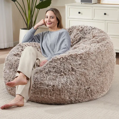 Miniatura 23 de Bean Bag Cover (No Filler) Soft Faux Fur Stuffed Animal Bean Bag Storage, Fluffy Plush Bean Bag Chair Cover Washable, Comfy Bean Bag Covers for Dark
