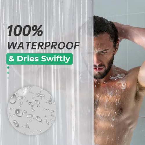 Miniatura 4 de AmazerBath - Cortina extralarga de plástico de acetato de vinilo polietileno (PEVA) para ducha, 72 x 84 pulgadas, transparente, de alta resistencia