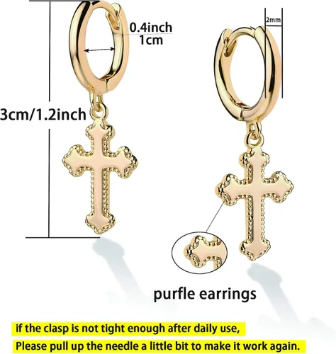 Miniatura 4 de VACRONA - Aretes tipo arracadas para mujer, chapados en oro de 14 quilates, diseño de aro de arracada