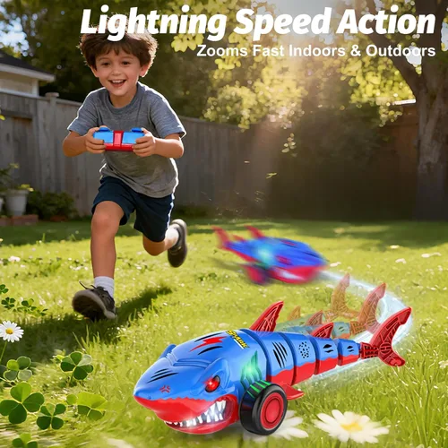 Miniatura 2 de Laradola Coche de juguete RC Shark para niños: vehículo de control remoto de 2.4 GHz con luces LED, giros de 360° y acción todo terreno – Perfecto