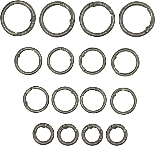 Maydahui 40 piezas de anillo O de resorte de aleación de zinc, 4 tamaños (0.8, 0.98, 1.1, 1.3 pulgadas), mosquetón redondo negro pistola, gancho a