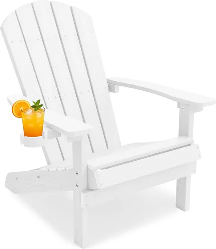 Miniatura 47 de YEFU Silla Adirondack de plástico resistente a la intemperie, sillas de patio con instalación fácil en 5 pasos, se ve exactamente como madera real