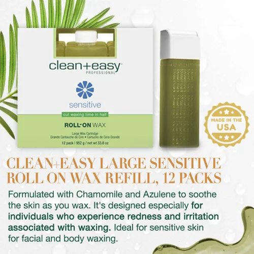 Miniatura 3 de Clean + Easy Recambio de cera enrollable sensible grande – Recarga de cera grande para cartuchos, eliminación rápida y fácil del cabello, paquete
