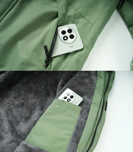 Miniatura 5 de INVACHI Chaqueta de esquí de invierno para hombre, impermeable, resistente al viento, forro polar con capucha