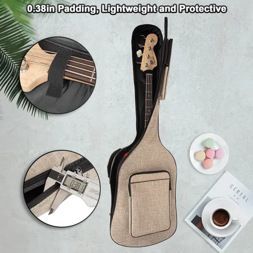 Miniatura 6 de LETSROCK Estuche para Guitarra Bajo, Bolsa de Concierto para Guitarra Bajo Acolchado Grueso Impermeable de 0.38 Pulgadas Mochila Suave Bolsa