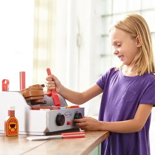 Miniatura 5 de Melissa & Doug Juego de Comida de Juguete de Barbacoa de Madera con Asador y Parrilla (24 piezas)