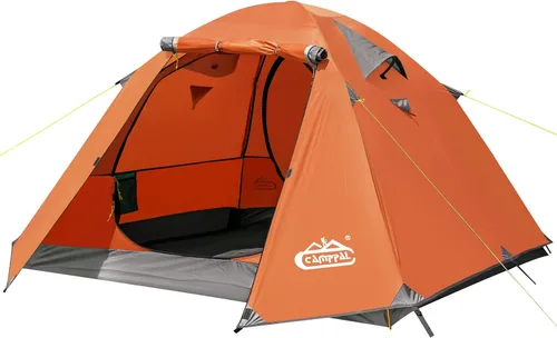 Miniatura 9 de Carpa de mochilero Camppal de 2-3 personas con puerta doble y 2 vestíbulos, impermeable, a prueba de viento, ligera, fácil de montar, para 3