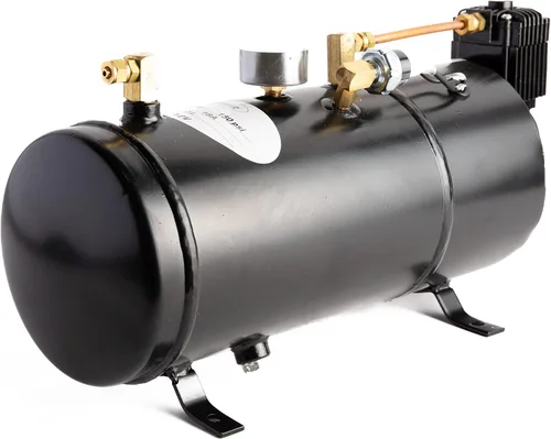 Miniatura 2 de Compresor de aire de 150 PSI + kit de tanque de aire de un galón. Tipo universal, para bocinas de aire de tren que requieren un sistema de aire a