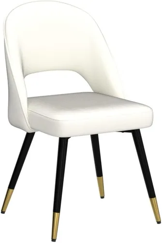 Miniatura 4 de LukeAlon Juego de 2 sillas de comedor clásicas de terciopelo, sillas de cocina tapizadas con respaldo abierto con patas de metal, sillas laterales