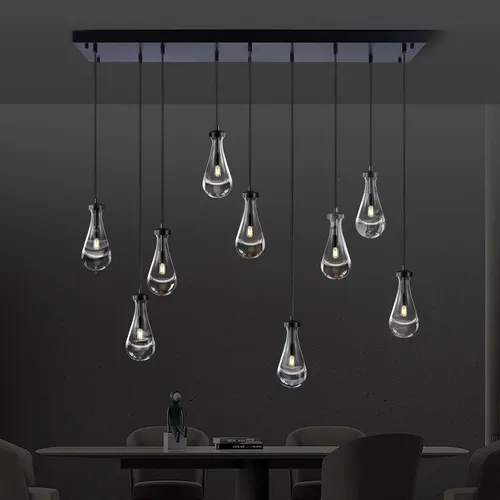 Miniatura 20 de Luces Colgantes Modernas en Forma de Gota de Lluvia, Lámparas Colgantes de Latón de 2 Luces para Isla de Cocina, Iluminación Colgante Dorada