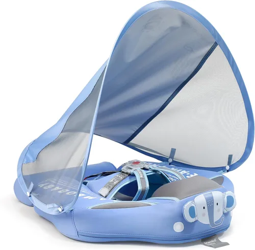 Mambobaby Flotador de natación para bebé con toldo y cola, flotador de piscina infantil no inflable, flotador de natación para niños pequeños con