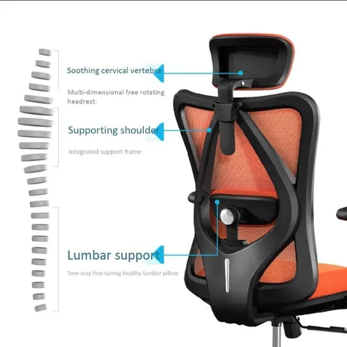 Miniatura 4 de Silla de oficina ergonómica giratoria ejecutiva multifunción de malla con ajustable (negro)