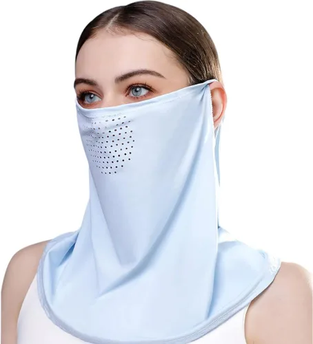 Miniatura 7 de Protector facial unisex UV multiusos protector para el cuello, polaina elástica para la cara con bucles para las orejas