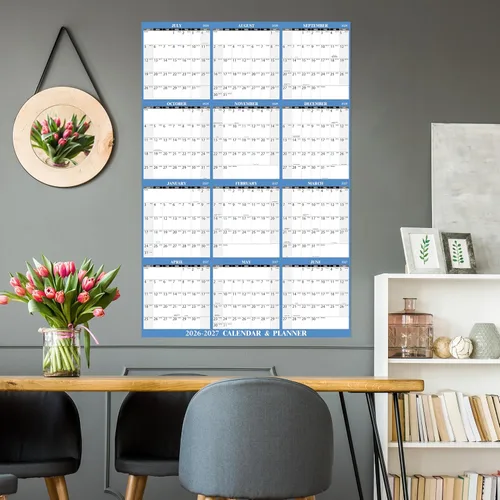 Miniatura 2 de Calendario de borrado en seco 2026-2027 para pared, calendario de pared 2026-2027, calendario de pared anual, 48 x 32 pulgadas, julio de 2026 a