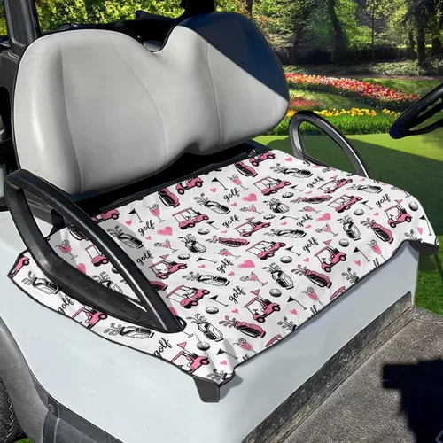 Miniatura 21 de Yewattles Funda de Asiento de Carrito de Golf Portátil Toalla de Asiento Club Car Ajuste Universal Carrito de Golf de 2 Asientos