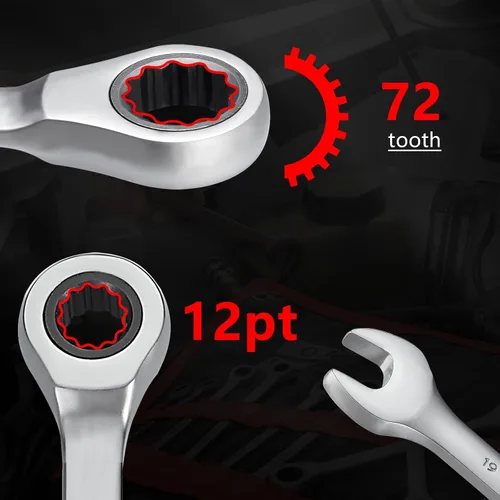 Miniatura 4 de Hantinstom Juego de 14 piezas de llaves – Llaves de trinquete versátiles para reparaciones automotrices eficientes - Juego de llaves combinadas