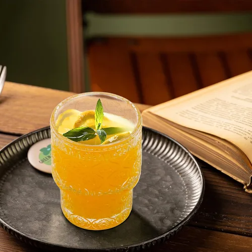 Miniatura 7 de AVLA Paquete de 8 vasos vintage para beber, vaso romántico de jugo de agua de 7 onzas, transparente, apilable, para café, cóctel, bar, bebidas, té