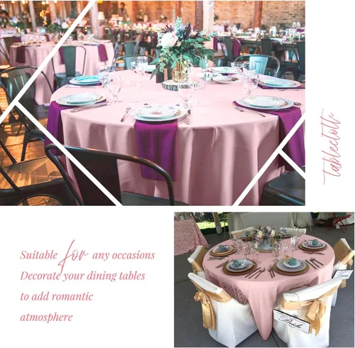 Miniatura 40 de Showgeous Paquete de 4 manteles redondos color rosa intenso de 120 pulgadas de poliéster para mesas redondas, manteles de tela decorativa lavable