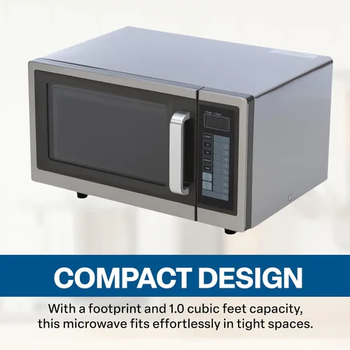 Miniatura 2 de FSE Microondas comerciales con control digital de almohadilla táctil, interior de 1 pie cúbico, acero inoxidable, 1000 vatios, aprobado por UL y NSF