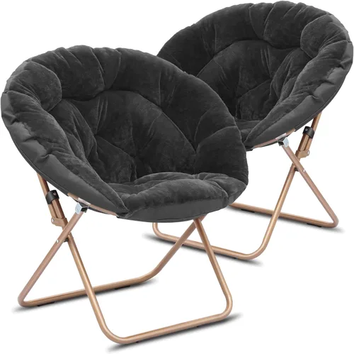 Miniatura 75 de Cómoda silla con platillo, silla de sala de estar, silla plegable acolchada suave de piel sintética, cómoda silla cuadrada de luna para sala