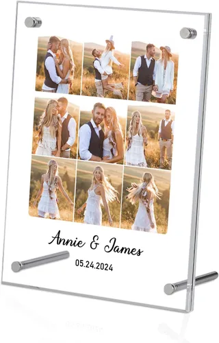 Marco de collage de fotos personalizado, marco de compromiso para parejas, placa acrílica personalizada, regalos para recién casados, regalos de